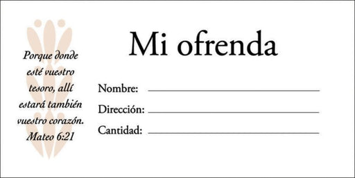 MI OFRENDA 100ct OFFERING ENVELOPES - Morning Star Christian Bookstores