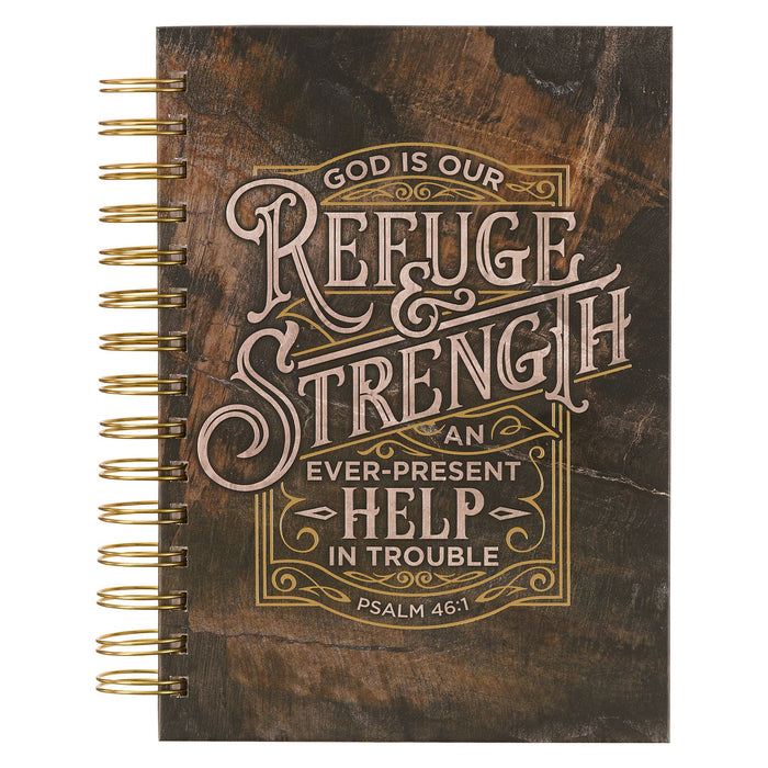 Refuge & Strength Woodgrain Wirebound Journal Psalm 46:1