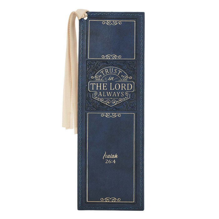 Trust In The LORD Always Navy Faux Leather Bookmark Isaiah 26:4
