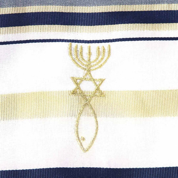 Prayer Shawl Hebrew Messianic w/Tallit Navy 72"X 22"