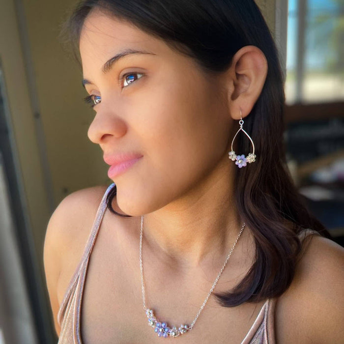 Daphne Crystal Flower and Silver Necklace
