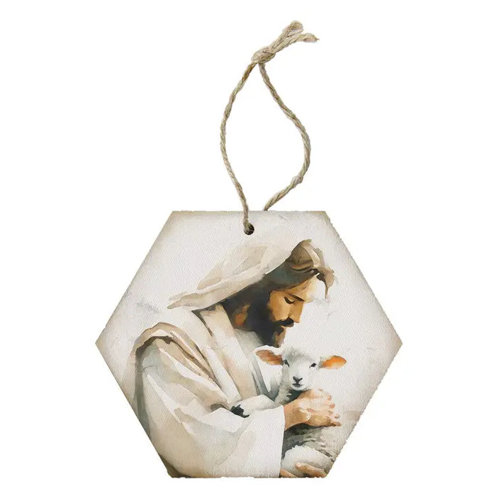 Jesus Holding Lamb - Honeycomb Ornaments
