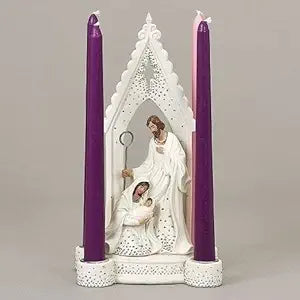 Roman Holy Family Advent Silver Dot Candle Holder (Candles Not Included) - Morning Star Christian Bookstores