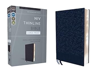 NIV, Thinline Bible, Large Print, Leathersoft, Navy, Red Letter, Comfort Print - Morning Star Christian Bookstores