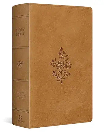 ESV Large Print Personal Size Bible, Red Letter, Indexed, TruTone, Nubuck Caramel, Wildflower Design