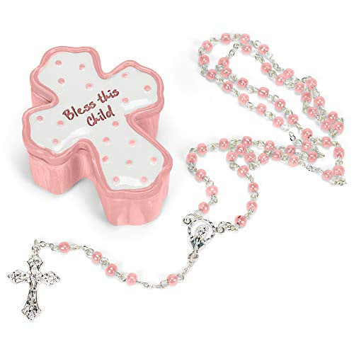 Bless This Child Pink Rosary Holder