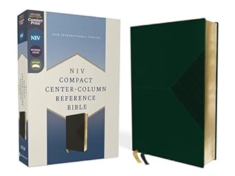 NIV, Compact Center-Column Reference Bible, Leathersoft, Green, Red Letter, Comfort Print - Morning Star Christian Bookstores
