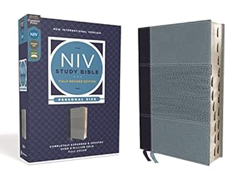 NIV Study Bible, Personal Size, Navy Blue Leathersoft, Indexed, 2020 Fully Revised Edition, Red Letter - Morning Star Christian Bookstores