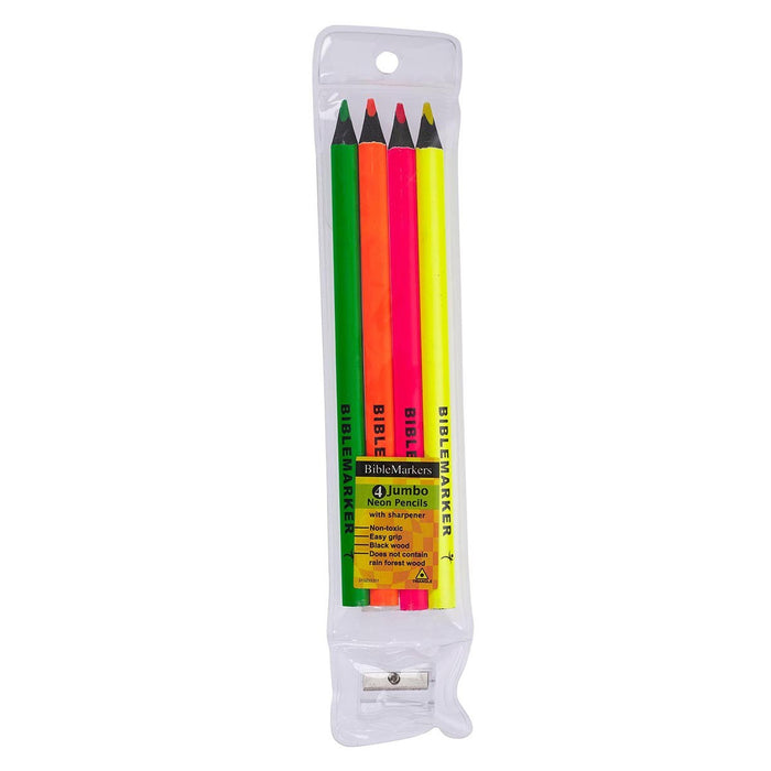 4pc Assorted Jumbo Dry Highlighter Bible Markers w/Sharpener