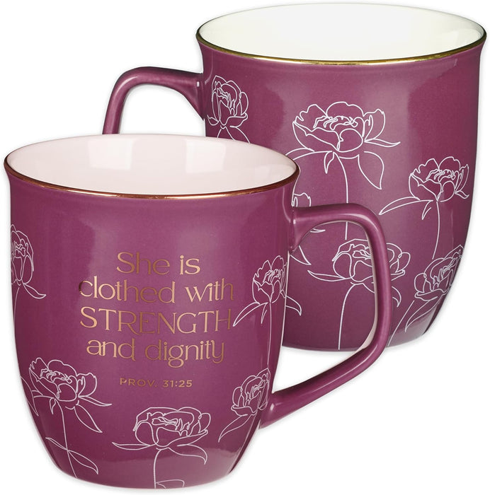 STRENGTH AND DIGNITY PLUM BLOOM CERAMIC MUG