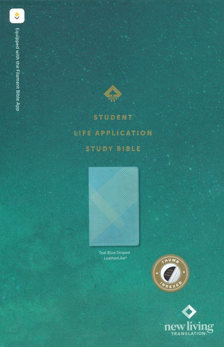 NLT Filament Student Life Application Study Bible Leatherlike, Teal Blue Striped, IDX