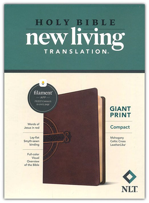 NLT Filament Comp Giant Print Bible Mahogany Celtic Cross