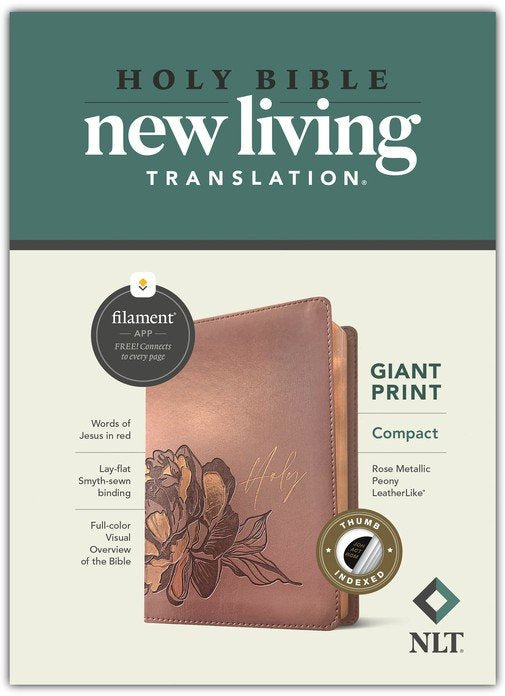 NLT Filament Compact Giant Print Bible Rose Metallic Peony IDX