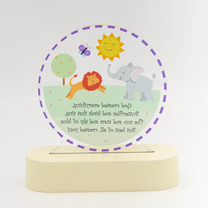 "God Created Everything" Lighted Tabletop Plaque