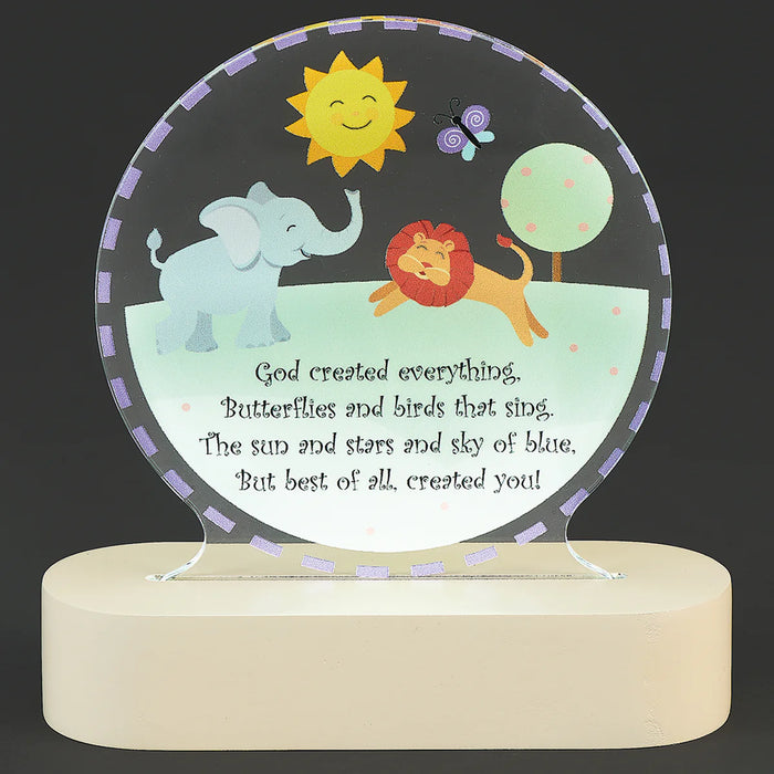 "God Created Everything" Lighted Tabletop Plaque
