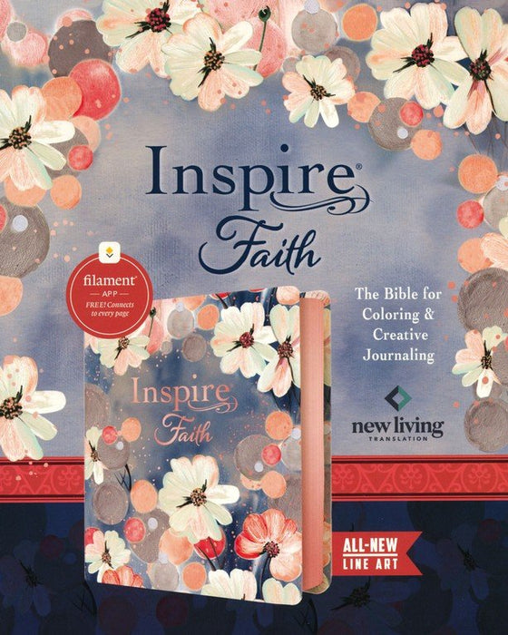 NLT Inspire Filament FAITH Bible NLT Hardcover Leatherlike, Coral Blooms