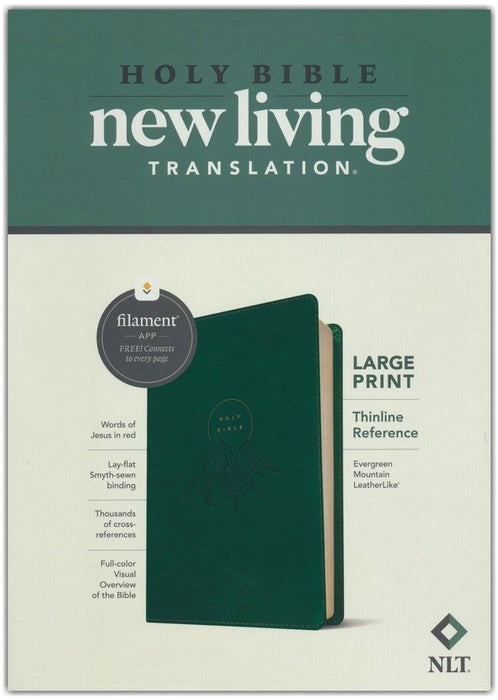 NLT LP Filament Thinline Ref Bible Evergreen Mountain