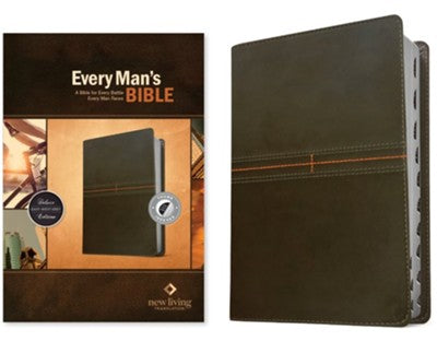 NLT Every Man's Bible Leatherlike East West Gray IDX