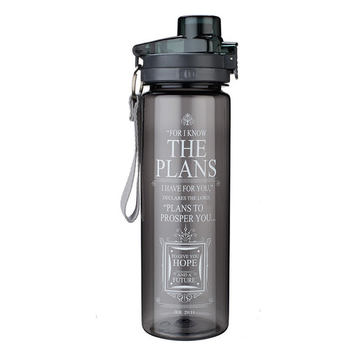 28oz Plastic Water Bottle Black The Plans Jer 29:11 - Morning Star Christian Bookstores