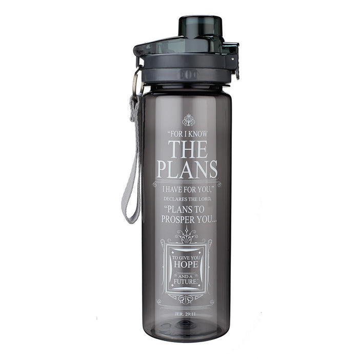 28oz Plastic Water Bottle Black The Plans Jer 29:11 - Morning Star Christian Bookstores