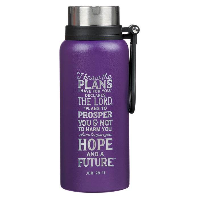 32oz StnStl Water Bottle Purple Jeremiah 29:11 - Morning Star Christian Bookstores