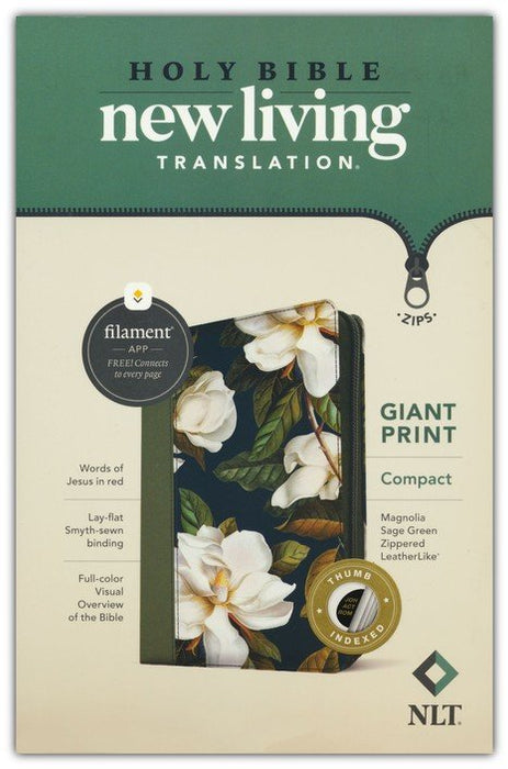 NLT Giant Print Compact Bible (Magnolia Sage Green) IDX