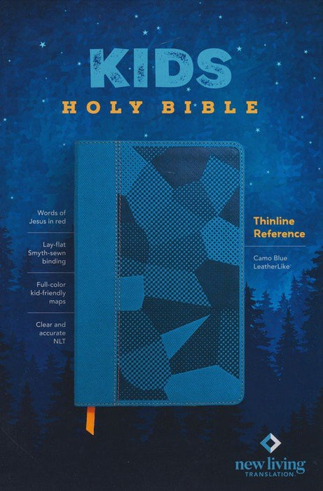 NLT Kids Bible, Thinline Reference EditionLeatherLike, Camo Blue