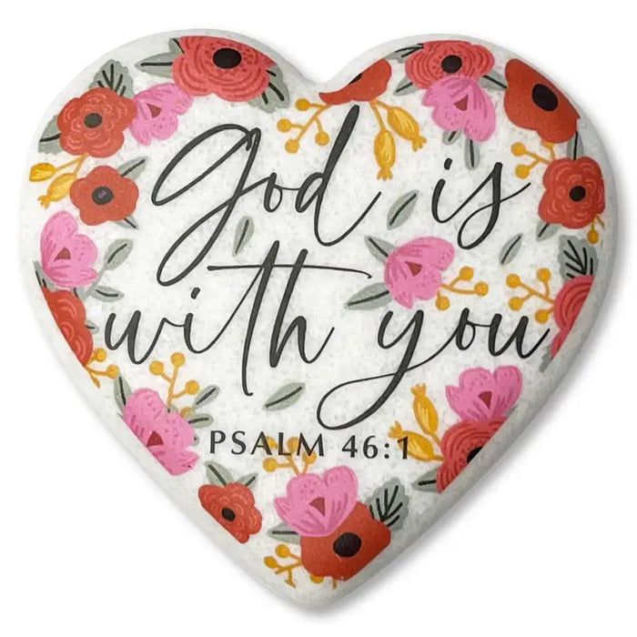 Heart Stone God Is with You Floral