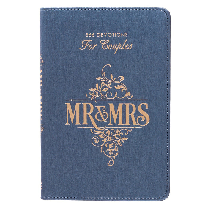Mr. & Mrs. Devotions for Couples Blue Faux Leather