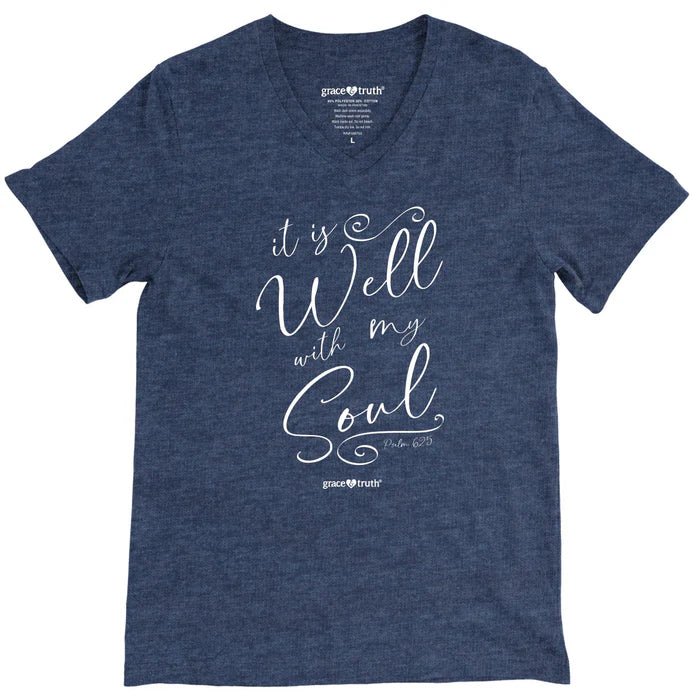 Grace & Truth V-neck T- It Is Well Script