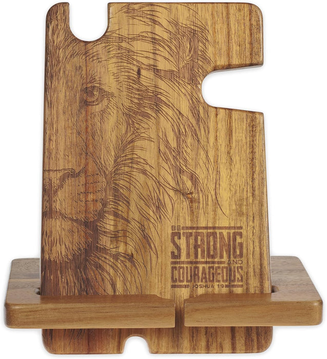 Multi Personal Accessory Organizer-Be Strong And Courageous (Joshua 1:9)-Acacia Wood - Morning Star Christian Bookstores
