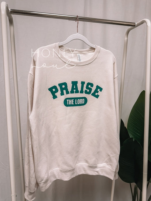 Praise the Lord Graphic Screen Print Sweatshirt - cream