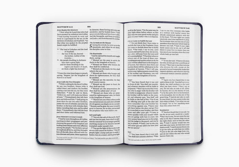 ESV Large Print Value Thinline Bible TruTone®, Navy, Mosaic Cross Design