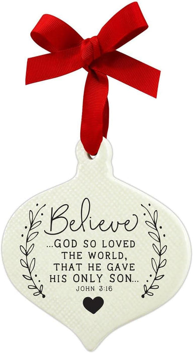 Ornament Doodle Believe Ribbon Hang