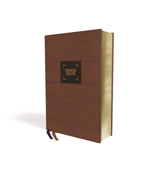 NIV, The Grace and Truth Study Bible, Leathersoft, Brown, Red Letter, Comfort Print - Morning Star Christian Bookstores