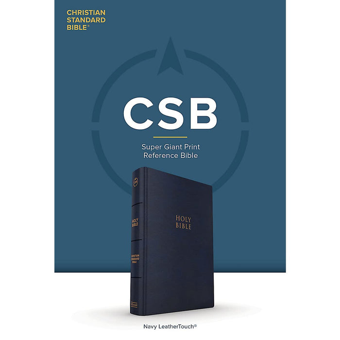 CSB Super Giant Print Reference Bible Navy Leather Touch