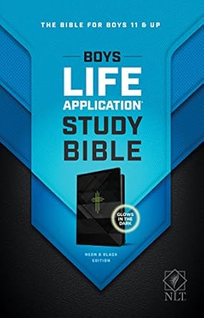 NLT Boys Life Application Study Bible LeatherLike Neon/Black