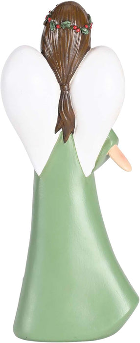 9.75 Inch Resin Angel Holding Bird Noel Green