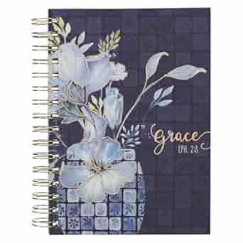 Grace Blue Floral Wire Bound Journal - Morning Star Christian Bookstores
