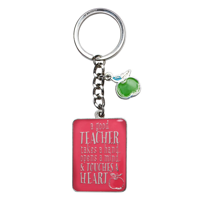 Pink Key Ring W/Apple in Gift Tin -  A Good Teacher 1 Cor 16:14