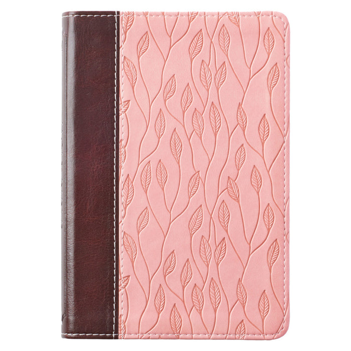 KJV Pocket LuxLeather Brown/Pink Leaf Design