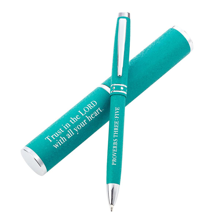 Trust In The Lord Teal Gift Pen & Case Proverbs 3:5