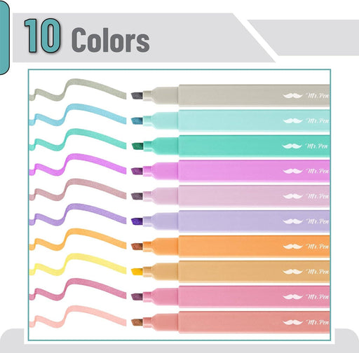 Mr. Pen Aesthetic Highlighters, 10 Pack, Chisel Tip - Morning Star Christian Bookstores