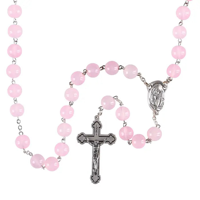 Rosary Pink Aurora Borealis Glass 24L