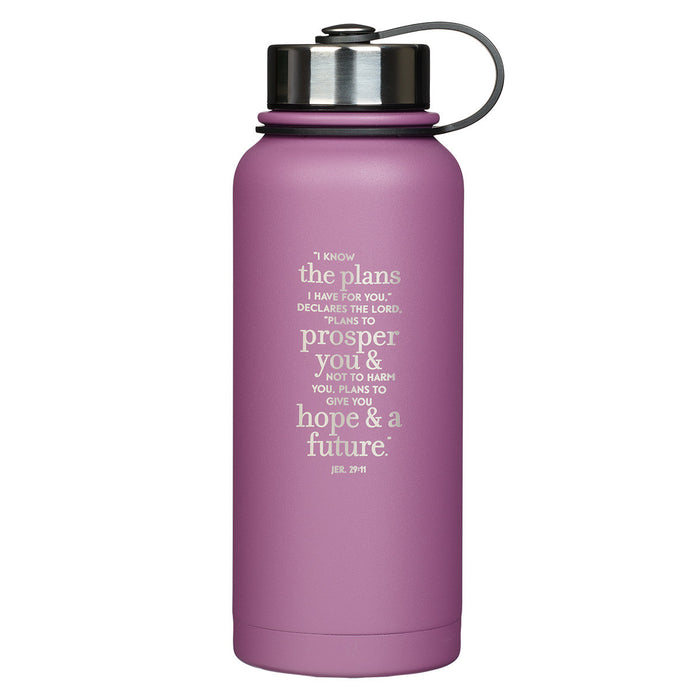 34oz StnStl Water Bottle Lilac Jeremiah 29:11