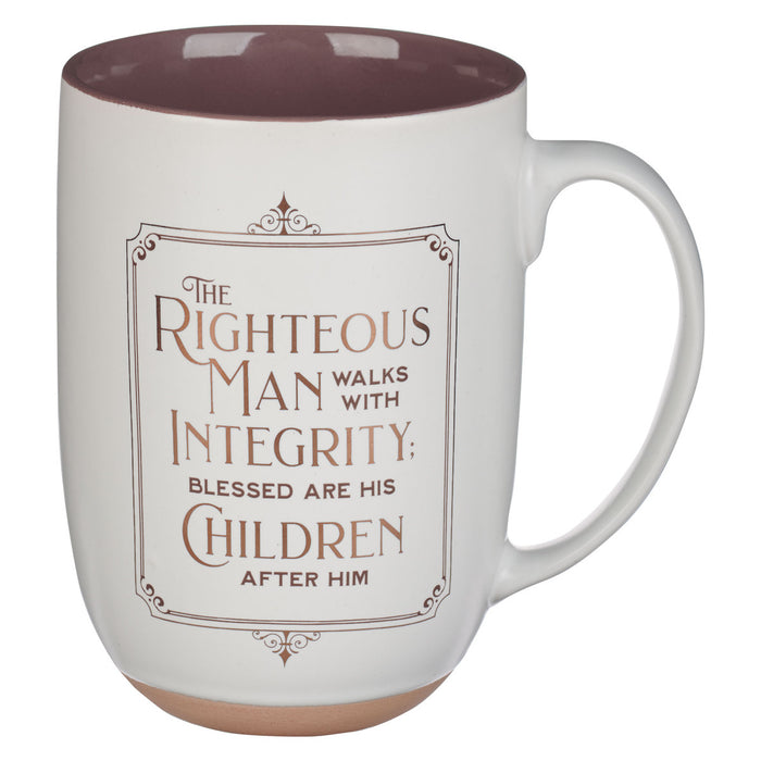 Righteous Man White and Gold 15oz Mug Proverbs 20:7