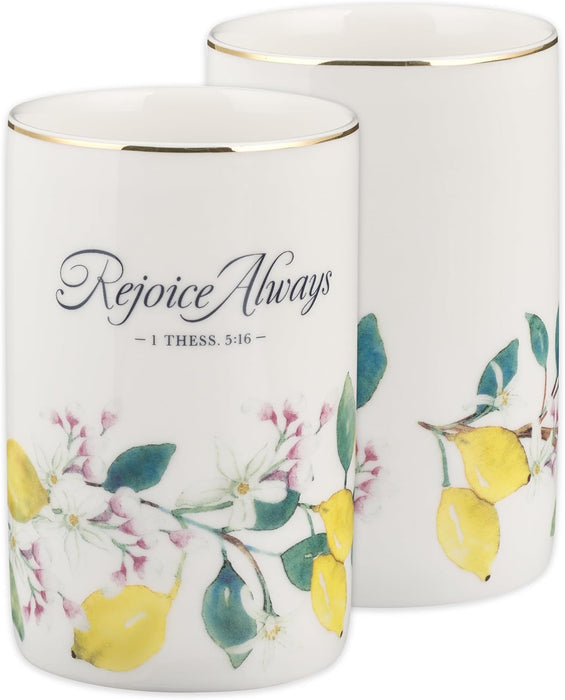 REJOICE ALWAYS LEMON CERAMIC TABLE VASE