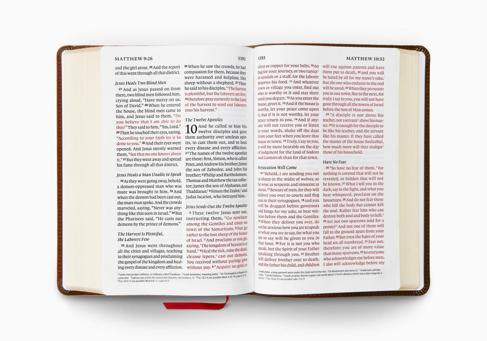 ESV Giant Print Personal Size Bible, Red Letter, TruTone®, Brown, Engraved Mantel Design