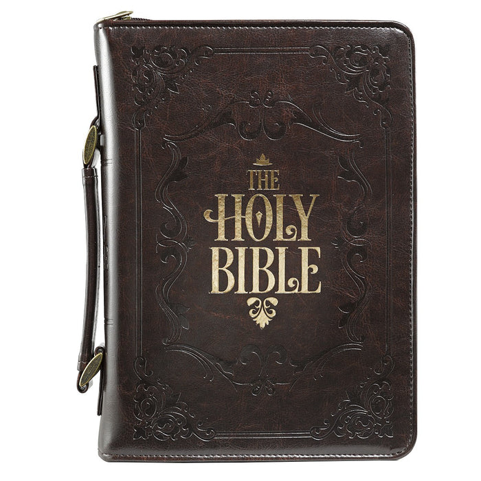 Bible Cover LuxLeather The Holy Bible Brown LG