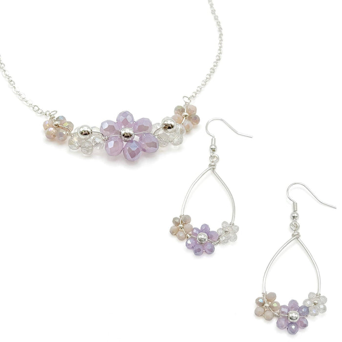 Daphne Crystal Flower and Silver Necklace